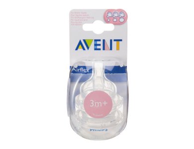 Philips Avent, Θήλες σιλικόνης Μεταβλητής ροής 3m+, Χωρίς BPA, 2τμχ